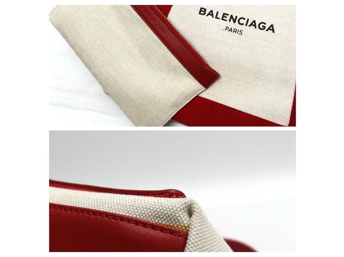 Borsa Tote Cabas S Navy di Balenciaga Bianco Rosso - vista 7