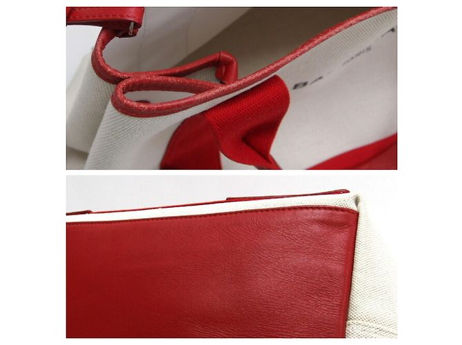 Borsa Tote Cabas S Navy di Balenciaga Bianco Rosso - vista 9