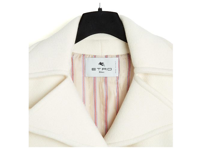 Etro 2023 Abrigo Oversized FR36 Ecru Lana Abrigo de Media Temporada UK8 US6 NWT Crudo - vista 2