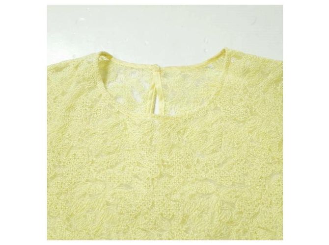 Autre Marque Bestickte Bluse mit Spitzenbesatz Drawer Gelb - Ansicht 3