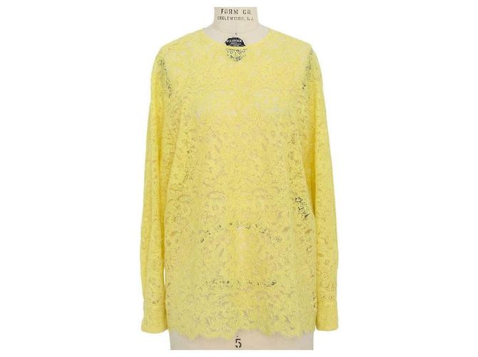 Autre Marque Bestickte Bluse mit Spitzenbesatz Drawer Gelb - Ansicht 8