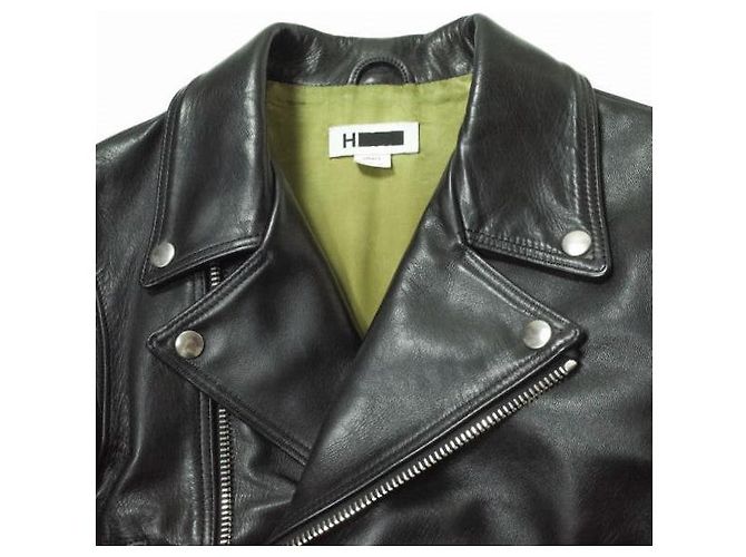 Autre Marque H BEAUTY&YOUTH Chaqueta Doble Riders de Cuero de Caballo Negro - vista 3
