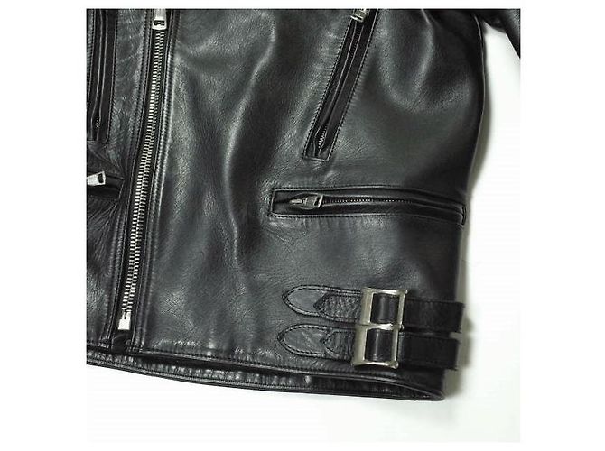 Autre Marque H BEAUTY&YOUTH Chaqueta Doble Riders de Cuero de Caballo Negro - vista 4