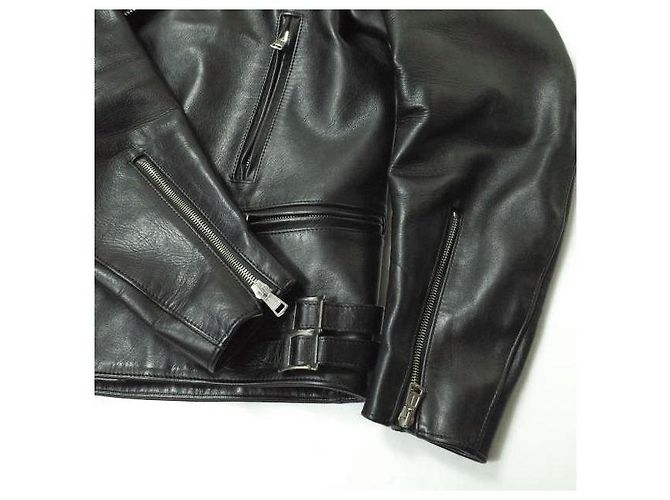 Autre Marque H BEAUTY&YOUTH Chaqueta Doble Riders de Cuero de Caballo Negro - vista 5