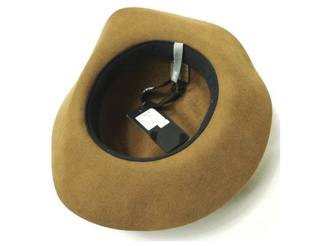 Autre Marque Cappello di Lana Shaggy Ribbon Maniera Marrone Cammello - vista 7