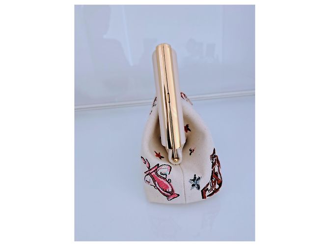 Baguette Clutch Fendi First Bianca Ricamo Zodiaco Bianco - vista 6