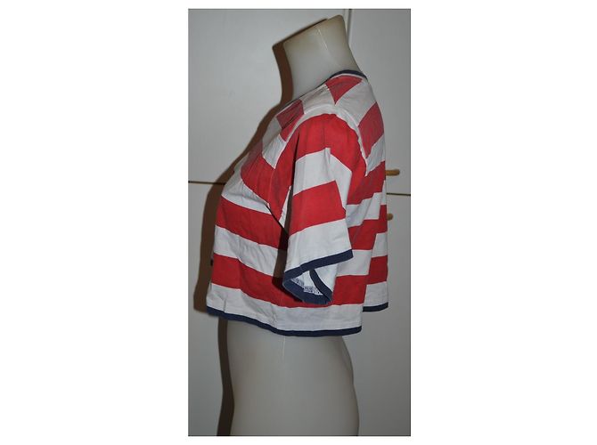 Crop top de algodón Alberta Ferretti blanco y rojo Roja - vista 2