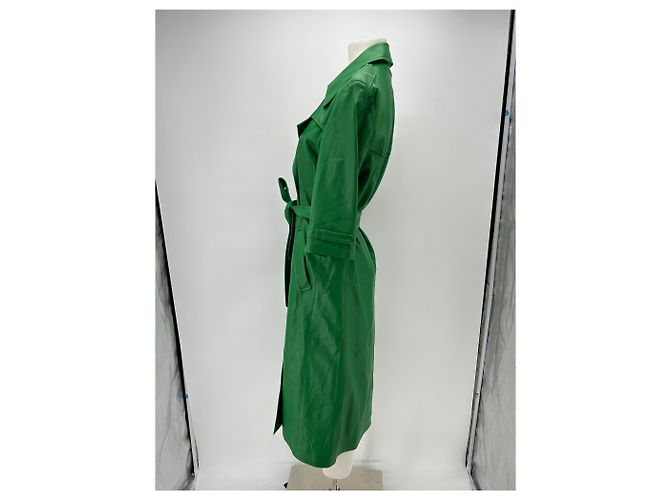 Autre Marque Abrigo trench de cuero verde ZEYNEP ARCAY - vista 4
