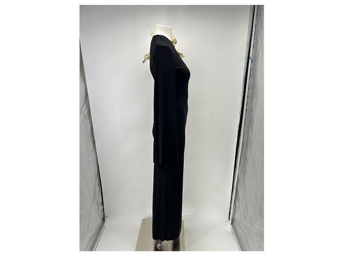 Autre Marque Langes schwarzes Kleid mit Blume - Ansicht 3