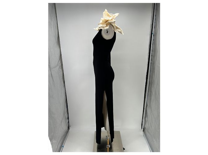 Autre Marque Langes schwarzes Kleid mit Blume - Ansicht 4