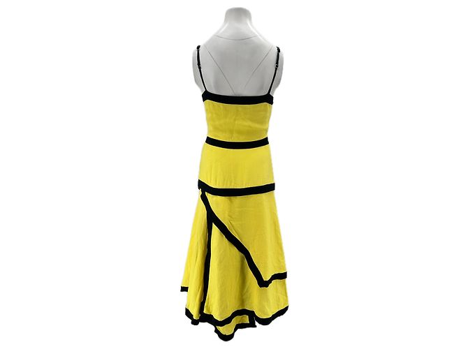 JW Anderson Abito lungo giallo e nero in lino - vista 2