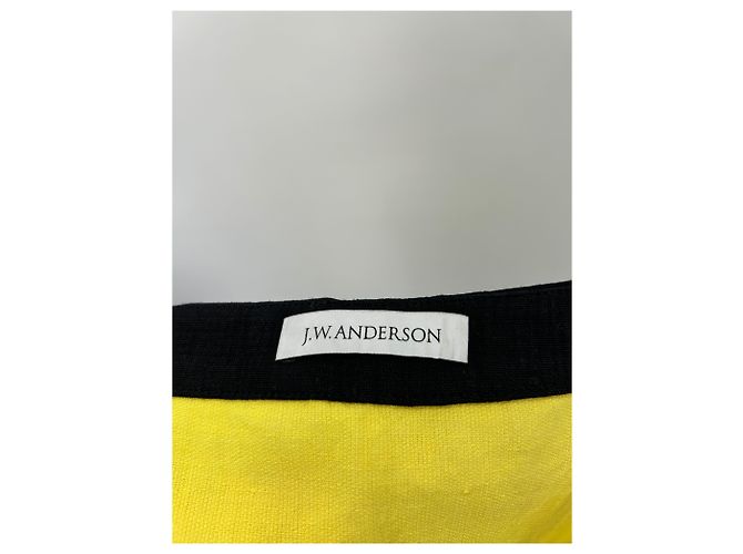 JW Anderson Abito lungo giallo e nero in lino - vista 6