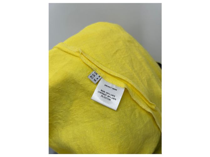 JW Anderson Abito lungo giallo e nero in lino - vista 7