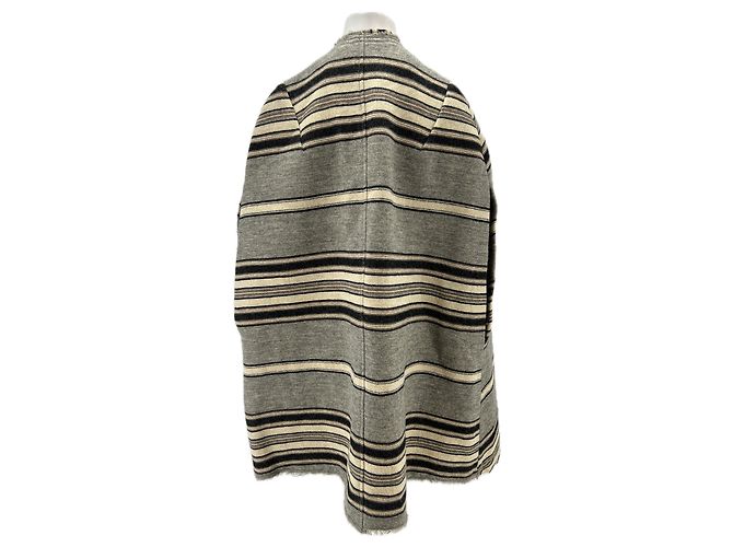 Isabel Marant Poncho a rayas de lana Caqui - vista 2