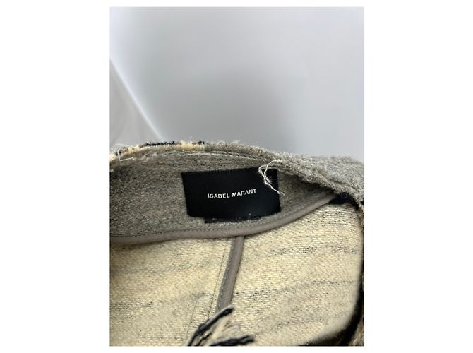 Isabel Marant Poncho a rayas de lana Caqui - vista 5