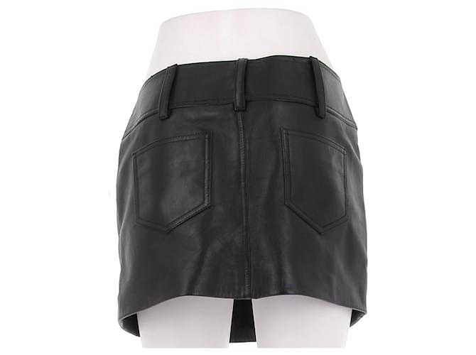 Falda de cuero negra Céline Negro - vista 2