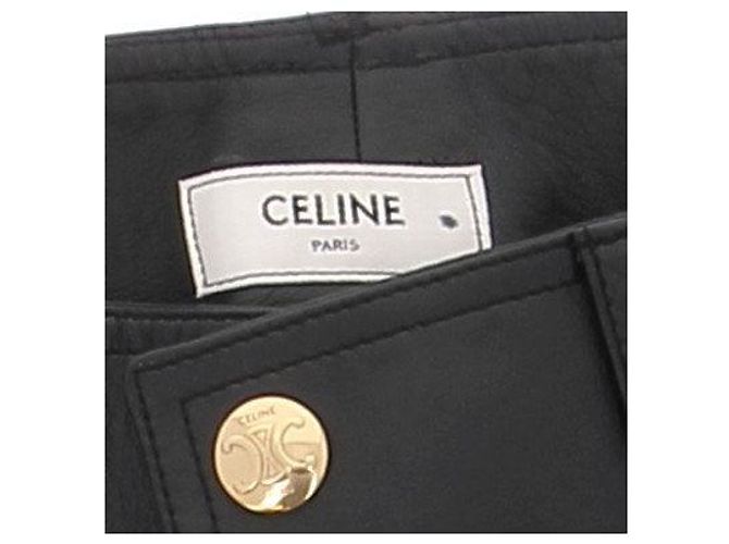 Falda de cuero negra Céline Negro - vista 5