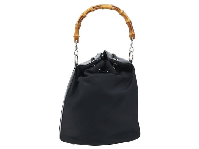 Gucci Vintage Bamboo Bucket Nylon and Leather Small Noir - vue 2