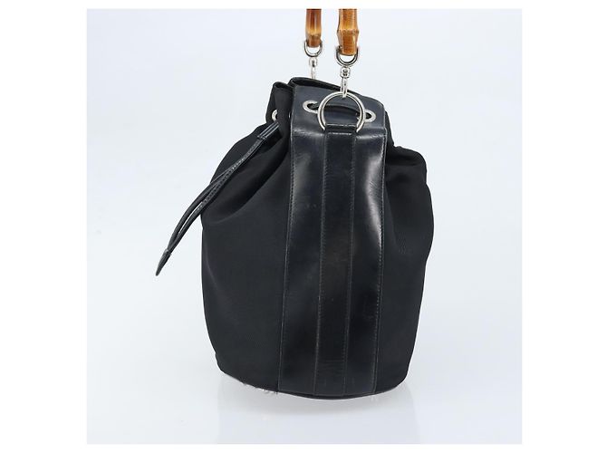 Gucci Vintage Bamboo Bucket Nylon and Leather Small Noir - vue 3