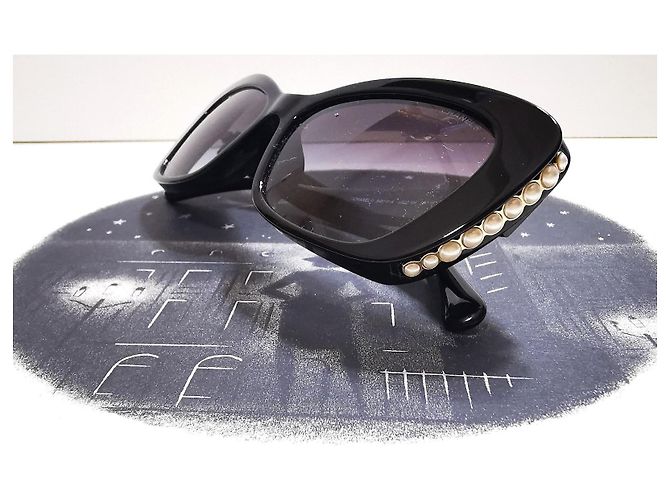 Occhiali da sole Chanel Cat Eyes neri con perle - 5481-H-A c.622/S6 Nero - vista 11