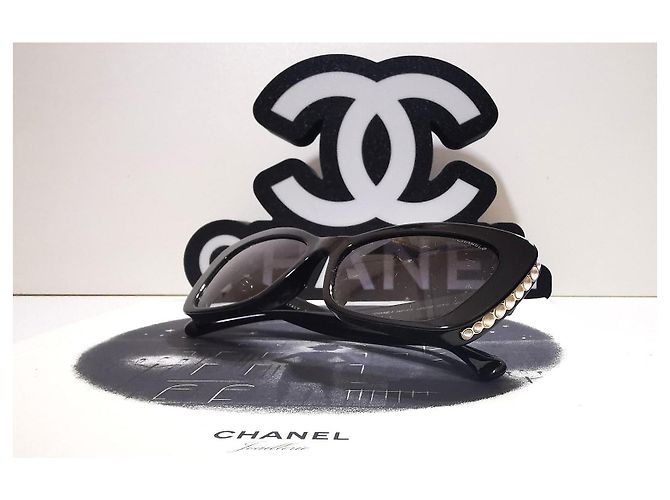 Occhiali da sole Chanel Cat Eyes neri con perle - 5481-H-A c.622/S6 Nero - vista 14