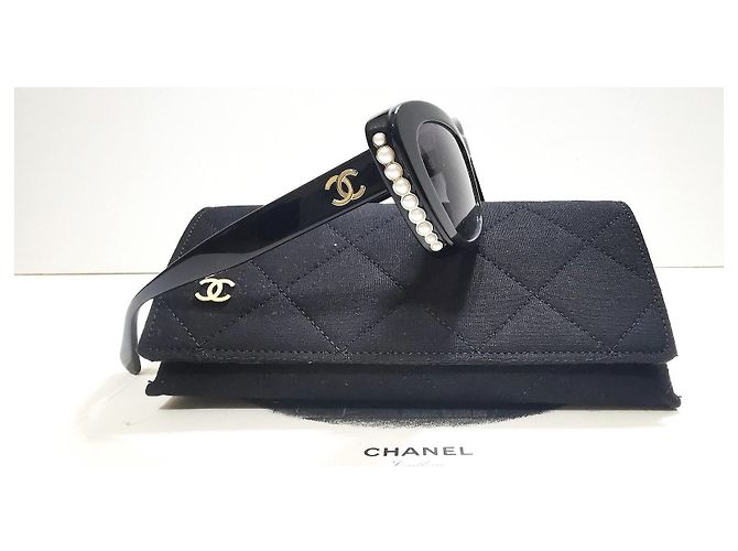 Occhiali da sole Chanel Cat Eyes neri con perle - 5481-H-A c.622/S6 Nero - vista 16