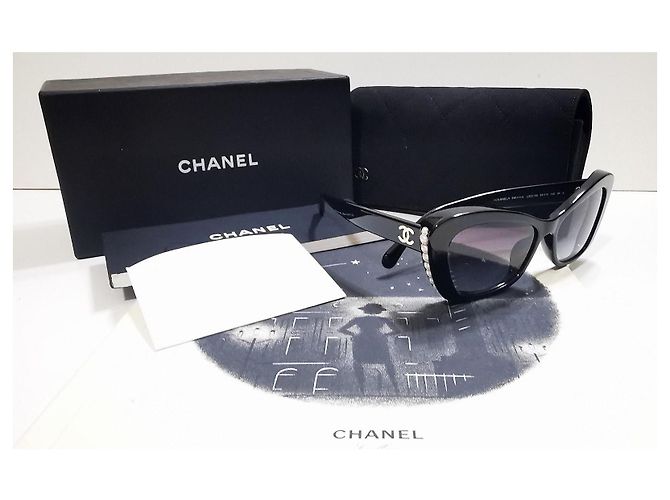Occhiali da sole Chanel Cat Eyes neri con perle - 5481-H-A c.622/S6 Nero - vista 17