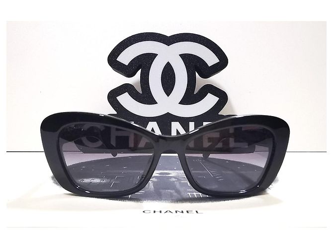 Occhiali da sole Chanel Cat Eyes neri con perle - 5481-H-A c.622/S6 Nero - vista 7