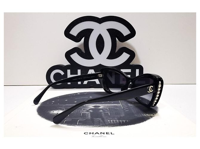 Occhiali da sole Chanel Cat Eyes neri con perle - 5481-H-A c.622/S6 Nero - vista 8
