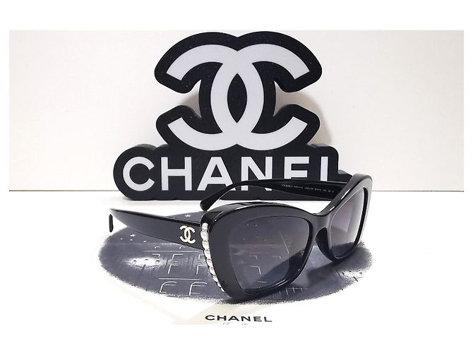 Occhiali da sole Chanel Cat Eyes neri con perle - 5481-H-A c.622/S6 Nero - vista 9