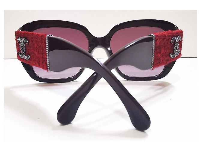 Gafas de sol cuadradas de tweed burdeos de Chanel - 5512 - c.1461/S1 - vista 12