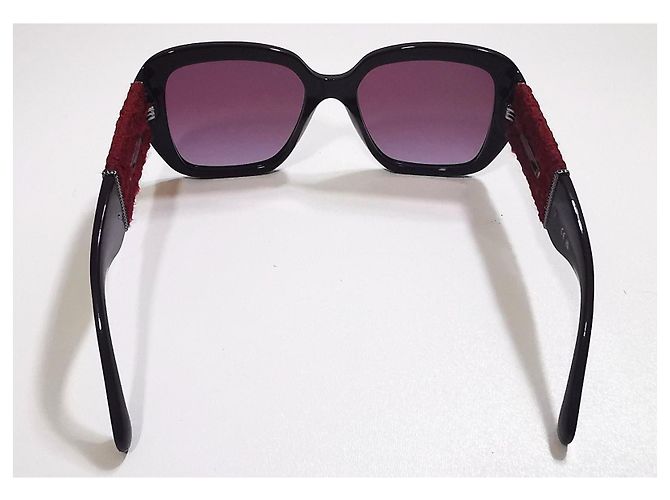 Gafas de sol cuadradas de tweed burdeos de Chanel - 5512 - c.1461/S1 - vista 13