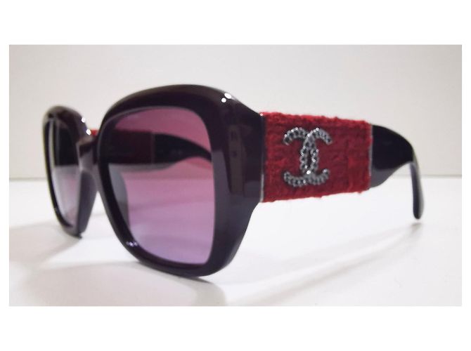 Gafas de sol cuadradas de tweed burdeos de Chanel - 5512 - c.1461/S1 - vista 16