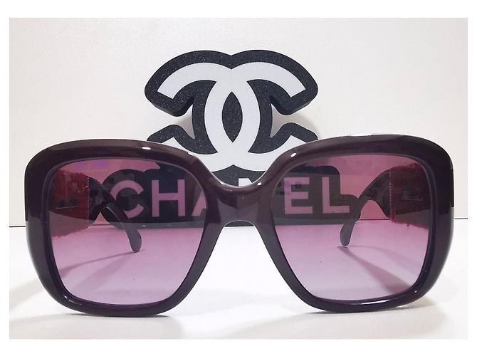 Gafas de sol cuadradas de tweed burdeos de Chanel - 5512 - c.1461/S1 - vista 3