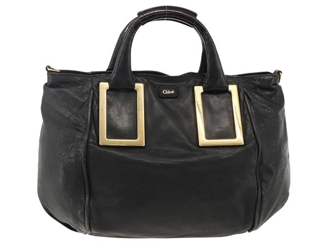 Chloé Borsa a mano Chloe Etel in pelle nera e oro Auth BSZ555 Nero D'oro - vista 2