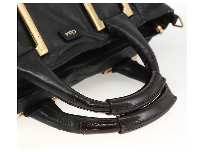Chloé Borsa a mano Chloe Etel in pelle nera e oro Auth BSZ555 Nero D'oro - vista 7