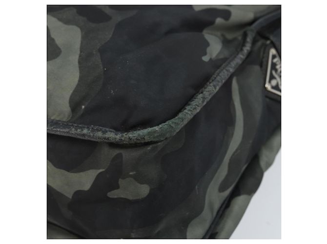 PRADA Schultertasche Nylon Khaki Silber Authentisch bs33935 - Ansicht 12