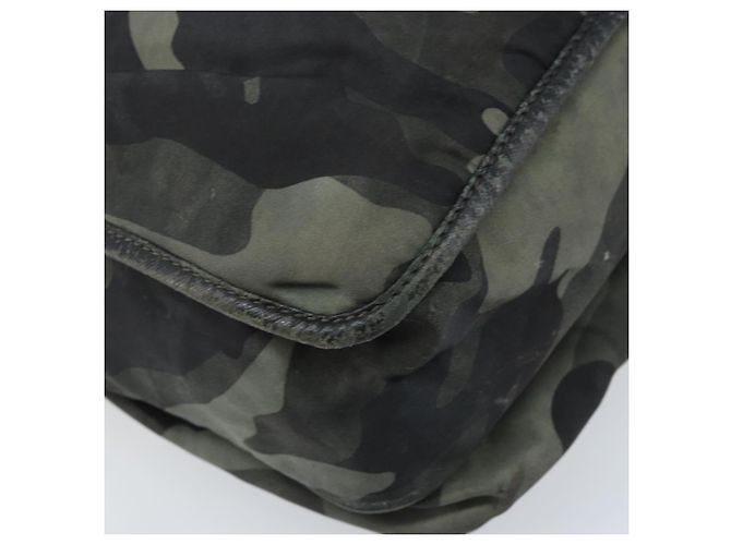 PRADA Schultertasche Nylon Khaki Silber Authentisch bs33935 - Ansicht 13