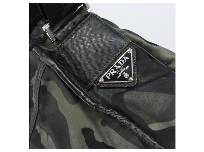 PRADA Schultertasche Nylon Khaki Silber Authentisch bs33935 - Ansicht 14