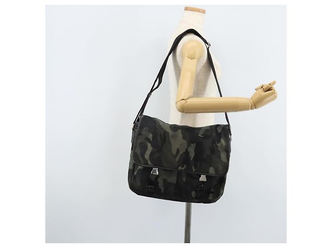 PRADA Schultertasche Nylon Khaki Silber Authentisch bs33935 - Ansicht 29