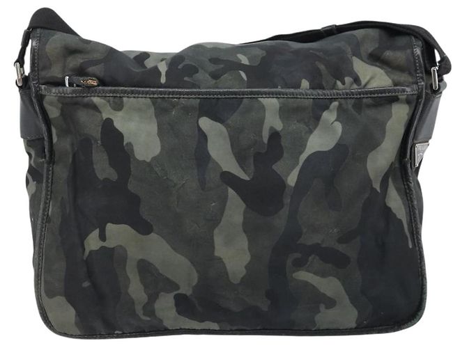 PRADA Schultertasche Nylon Khaki Silber Authentisch bs33935 - Ansicht 3