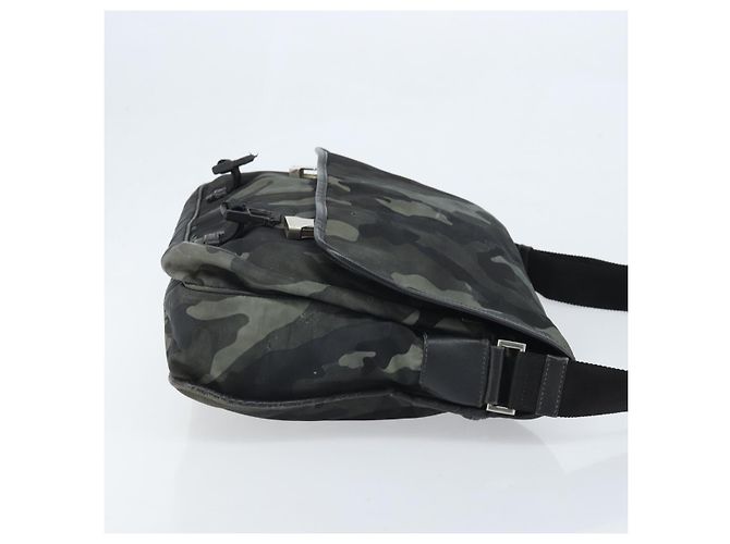 PRADA Schultertasche Nylon Khaki Silber Authentisch bs33935 - Ansicht 4