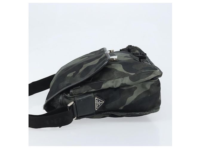 PRADA Schultertasche Nylon Khaki Silber Authentisch bs33935 - Ansicht 5