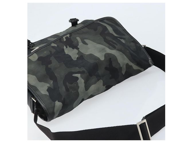 PRADA Schultertasche Nylon Khaki Silber Authentisch bs33935 - Ansicht 6