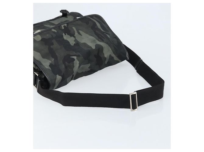 PRADA Schultertasche Nylon Khaki Silber Authentisch bs33935 - Ansicht 7