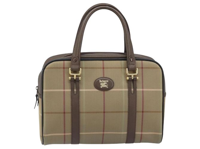 Borsa a mano in tela Nova Check di Burberrys marrone e oro Auth gh2024 D'oro - vista 2