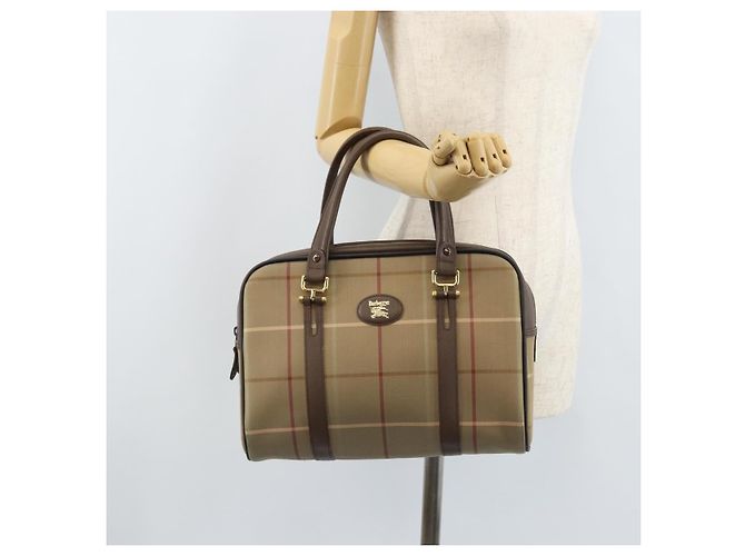 Borsa a mano in tela Nova Check di Burberrys marrone e oro Auth gh2024 D'oro - vista 21