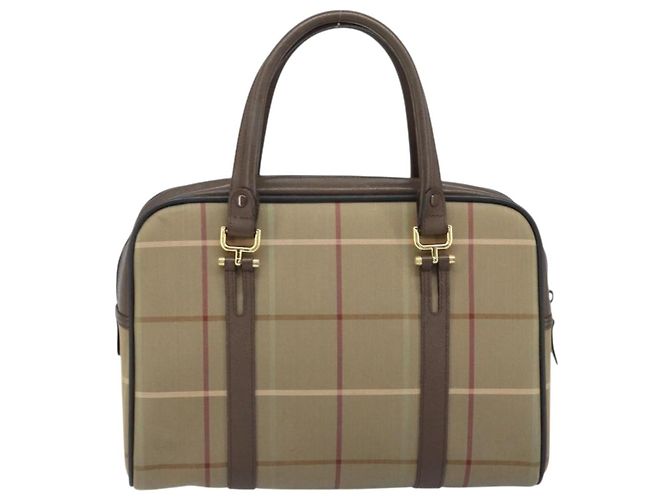 Borsa a mano in tela Nova Check di Burberrys marrone e oro Auth gh2024 D'oro - vista 3