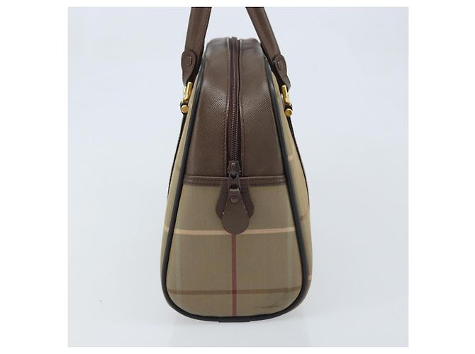 Borsa a mano in tela Nova Check di Burberrys marrone e oro Auth gh2024 D'oro - vista 4