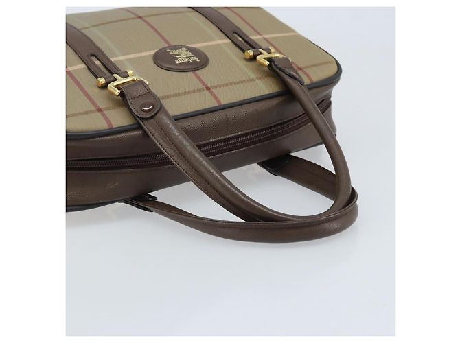 Borsa a mano in tela Nova Check di Burberrys marrone e oro Auth gh2024 D'oro - vista 7